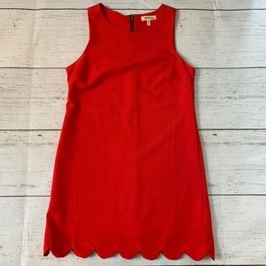 Anthropologie Red Scallop Hem Shift Dress